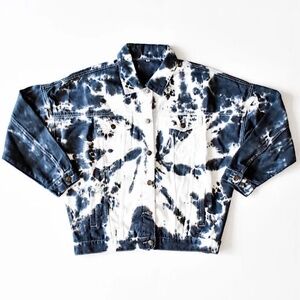 Worthy Threads Tie Dye Denim Boyfriend Trucker Jacket Size S